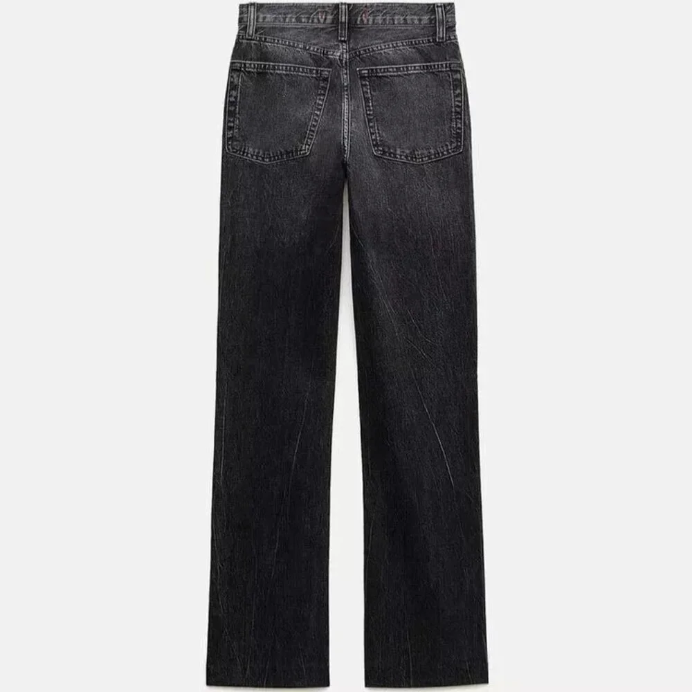 NWT ZARA HIGH RISE BOOTCUT ZW COLLECTION JEANS SIZE 28 (US 6) | GRAY/BLACK - Picture 5 of 8